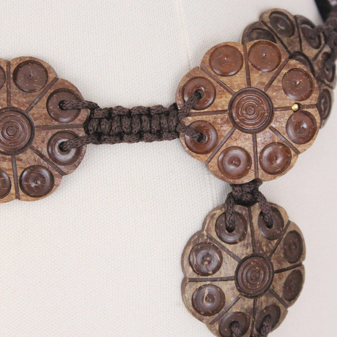 Unique Floral Coconut Shell Belt - Thai Love Garden