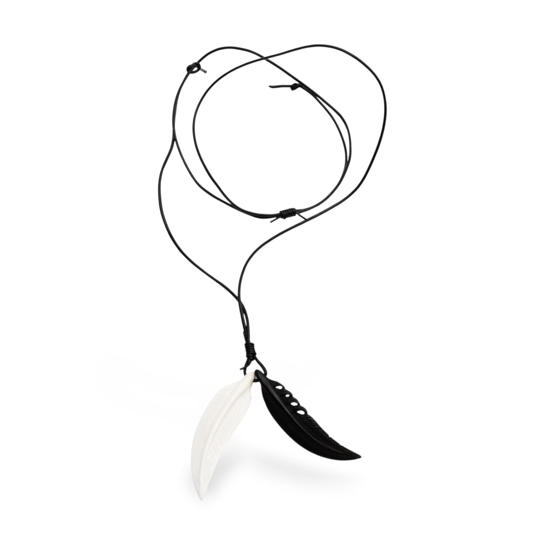 Men's Unique Bone Pendant Necklace - Totem Feathers