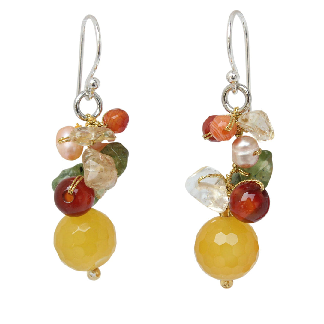 Hand Crafted Pearl and Quartz Beaded Earrings - Sunshine Love