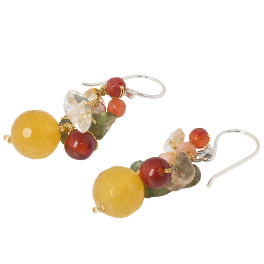 Hand Crafted Pearl and Quartz Beaded Earrings - Sunshine Love