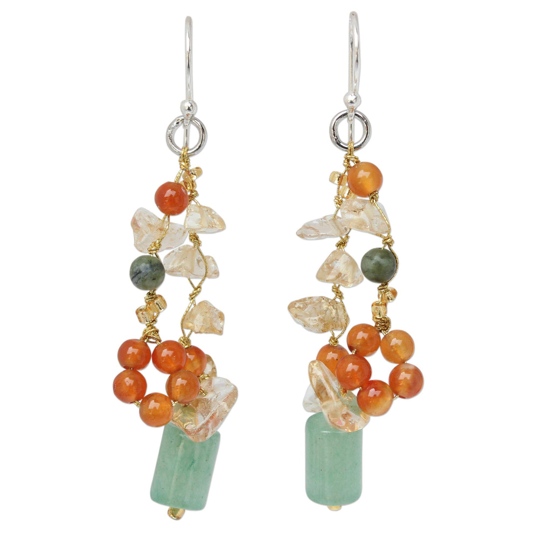 Pearl and Rose Quartz Cluster Earrings - Forest Love