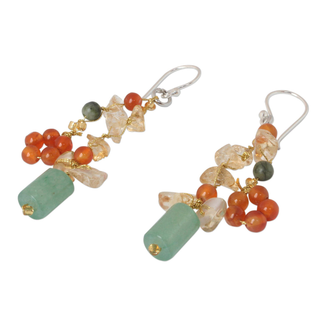 Pearl and Rose Quartz Cluster Earrings - Forest Love