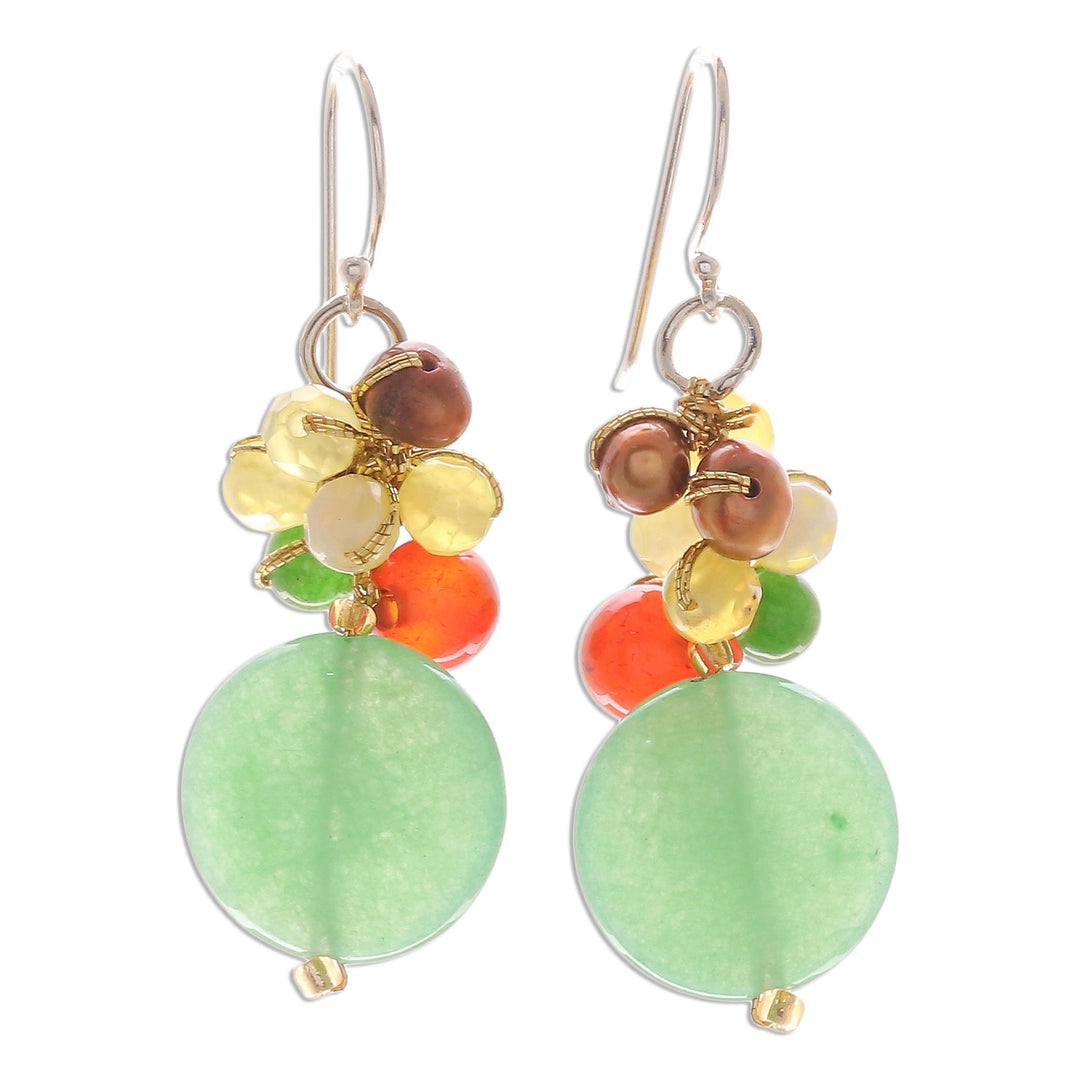 Quartz and Pearl Dangle Earrings - Thai Joy