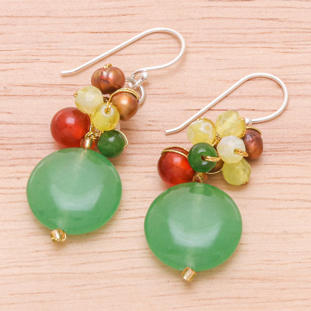 Quartz and Pearl Dangle Earrings - Thai Joy