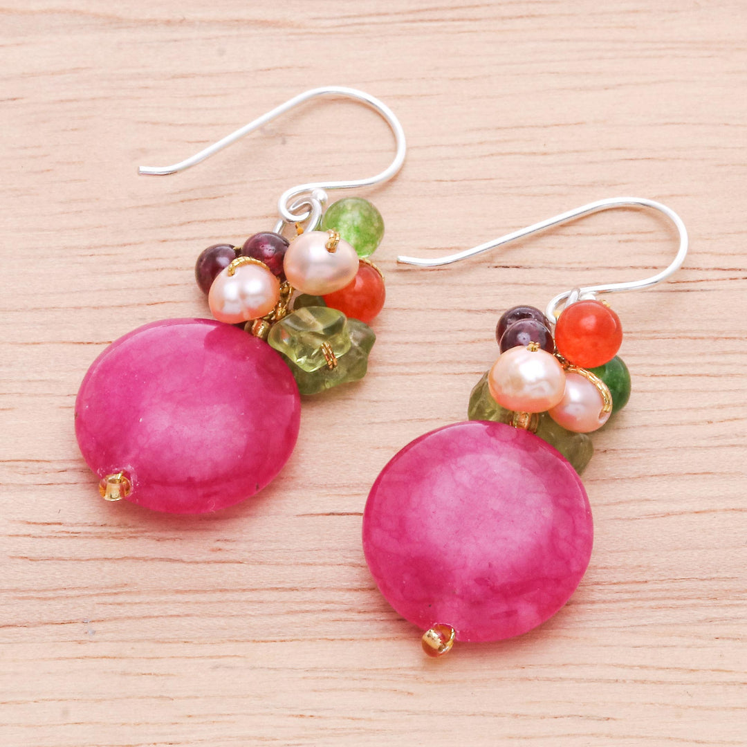 Gemstone Beaded Dangle Earrings - Thai Joy