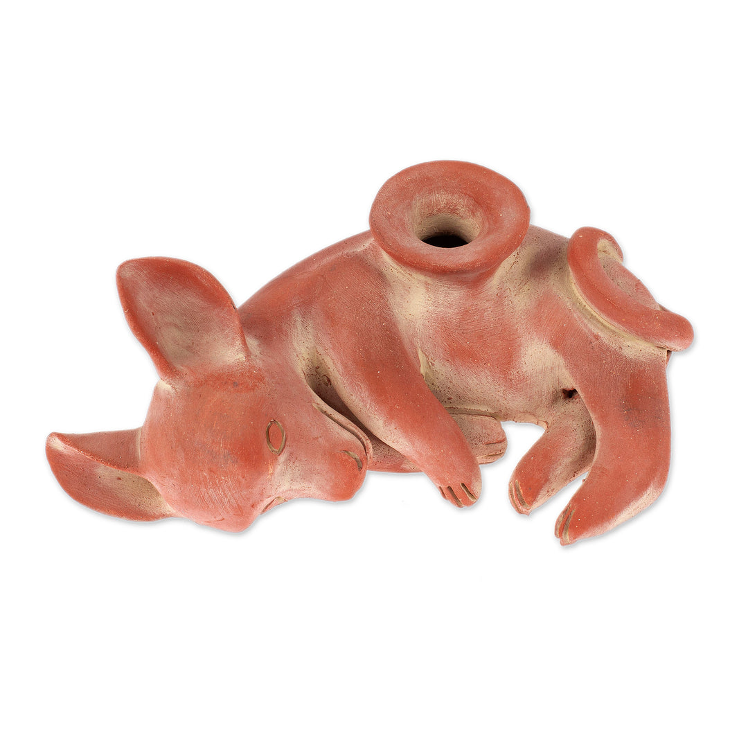 Ceramic sculpture - Playful Xoloitzcuintli
