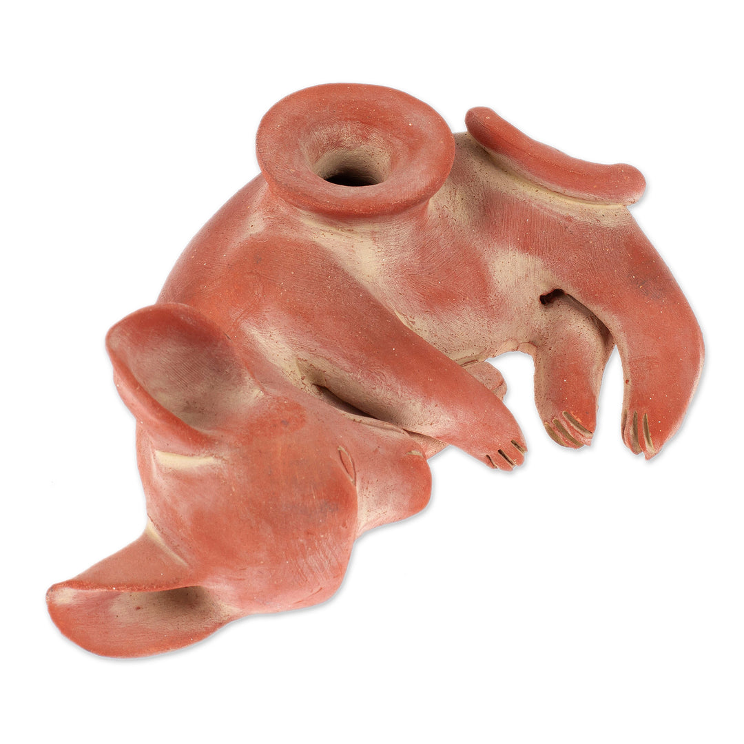 Ceramic sculpture - Playful Xoloitzcuintli