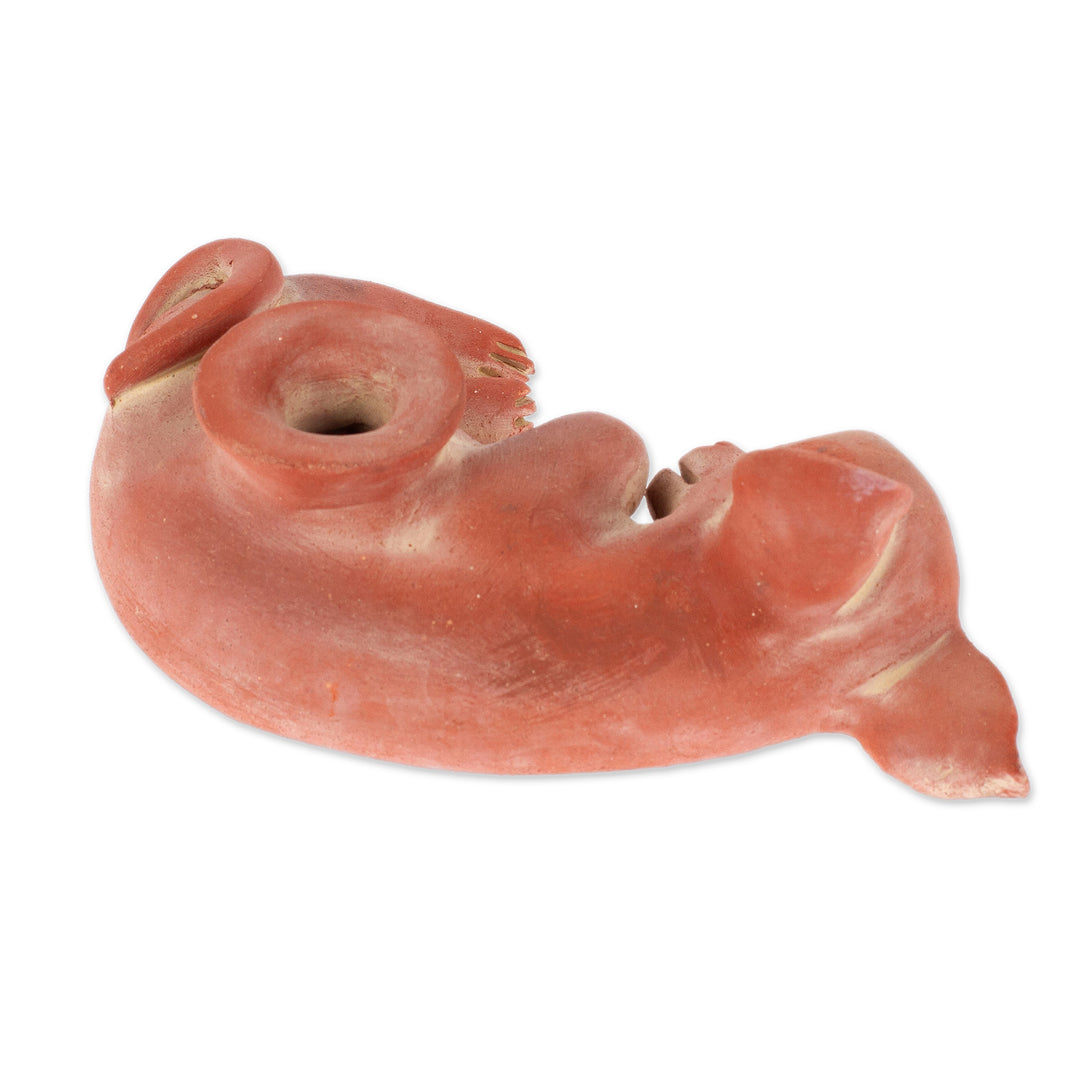 Ceramic sculpture - Playful Xoloitzcuintli