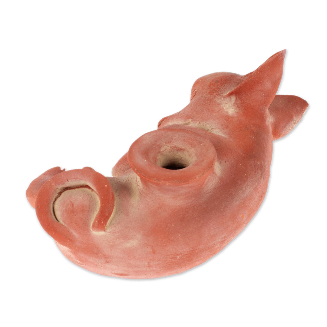 Ceramic sculpture - Playful Xoloitzcuintli