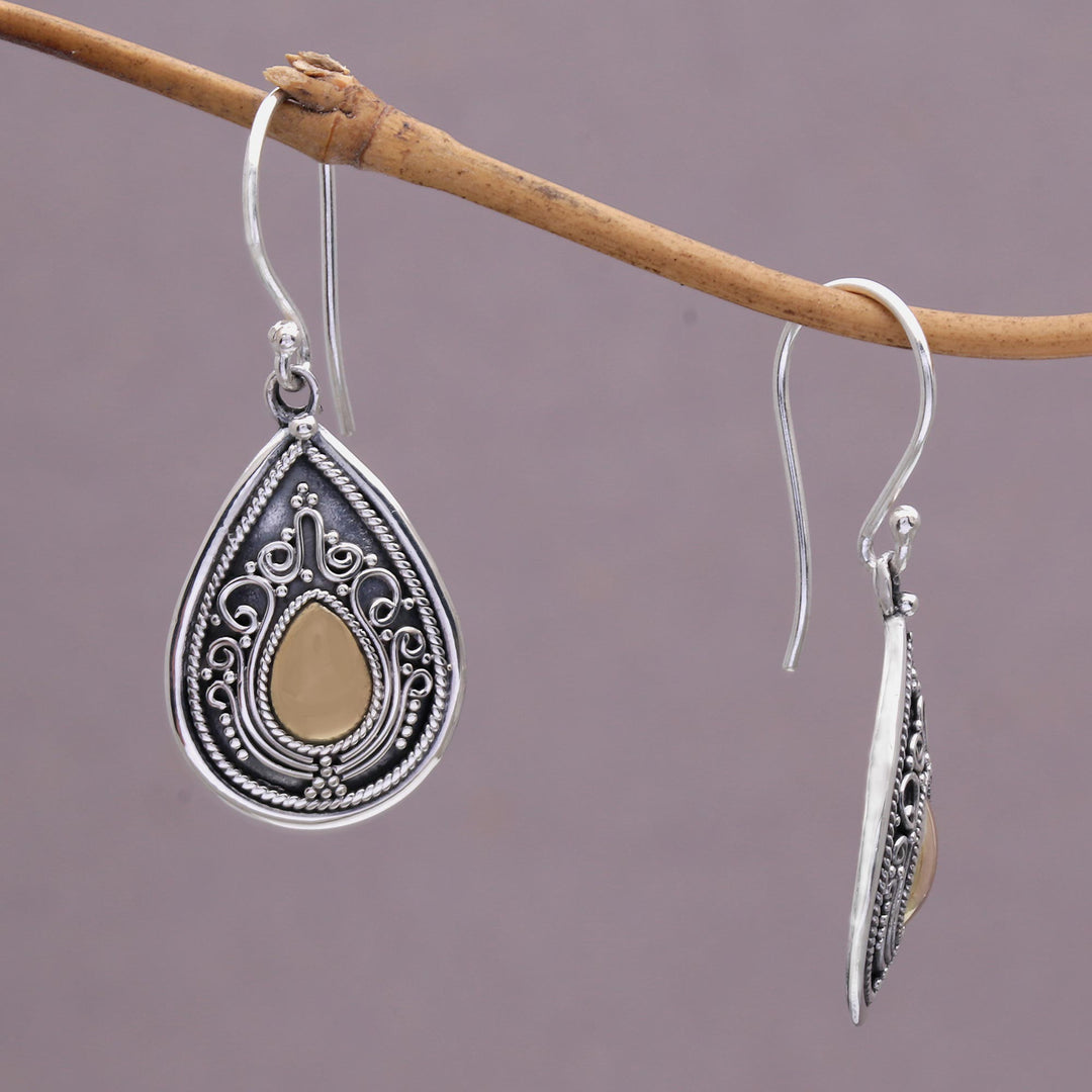 Sterling Silver and 18k Gold Plated Earrings - Dewdrop Leaves