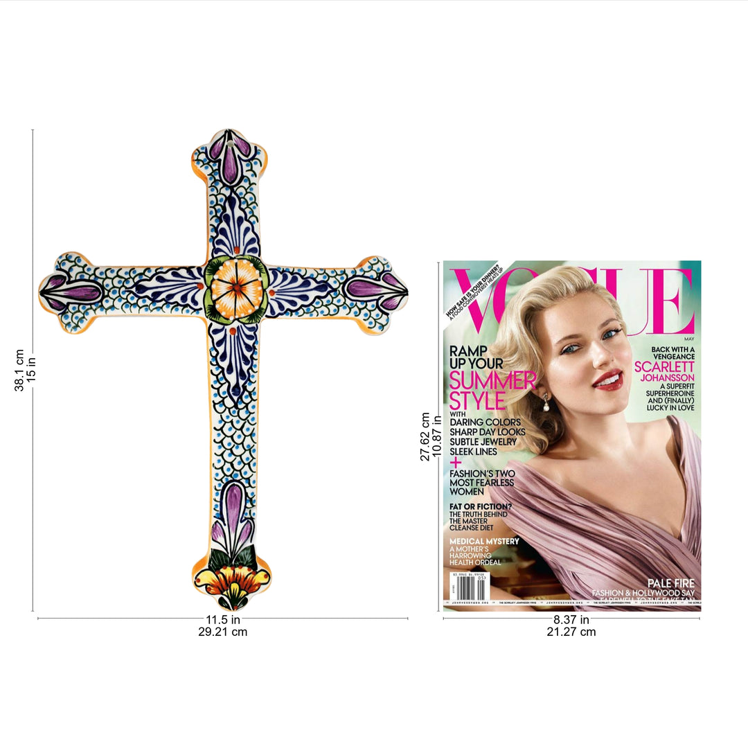Collectible Talavera Ceramic Cross - Morning Glory