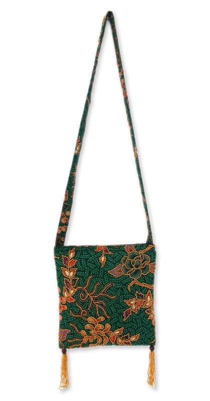 Beaded Batik Shoulder Bag from Indonesia - Princess Art
