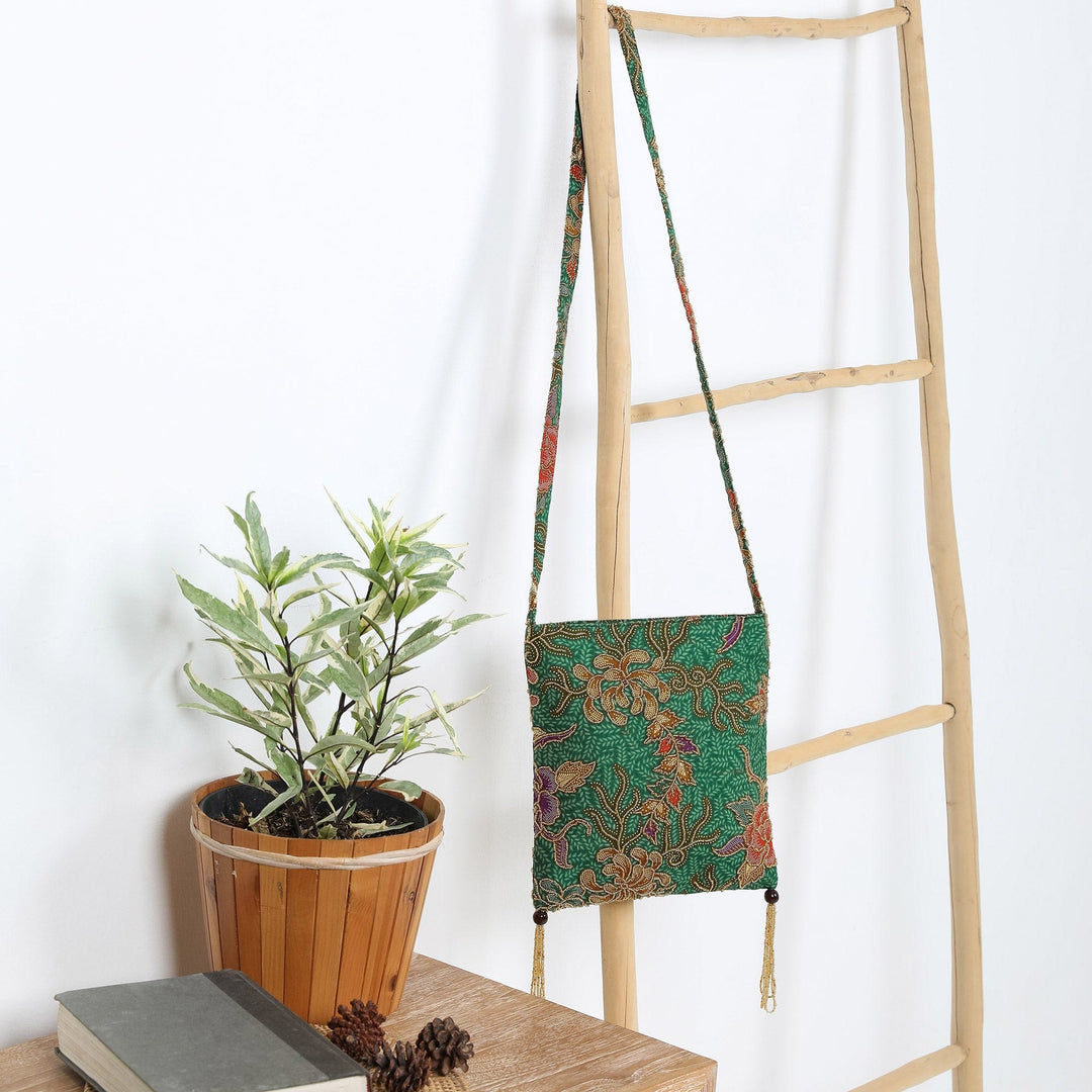 Beaded Batik Shoulder Bag from Indonesia - Princess Art
