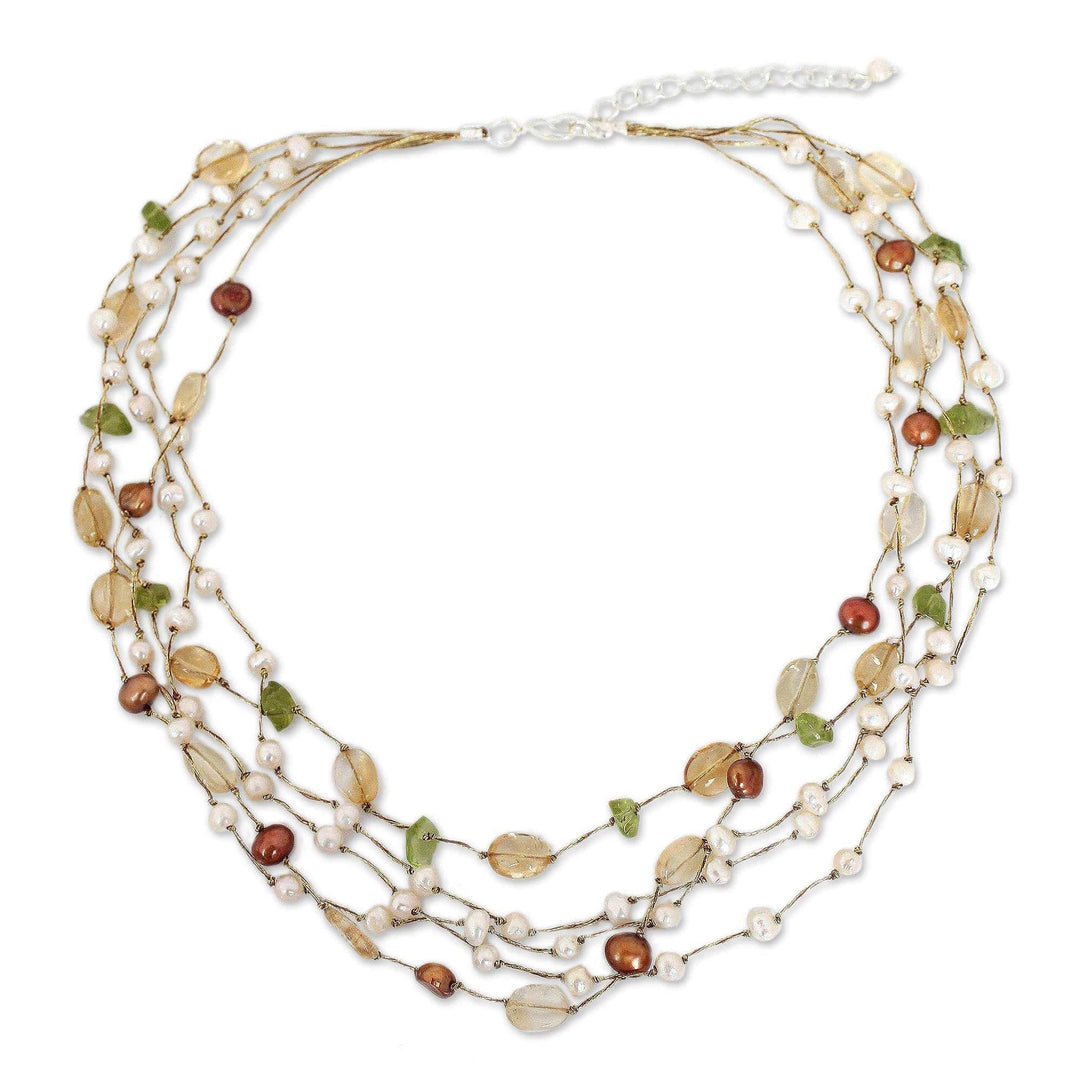 Beaded Multigem Pearl Necklace - Spring Awakening