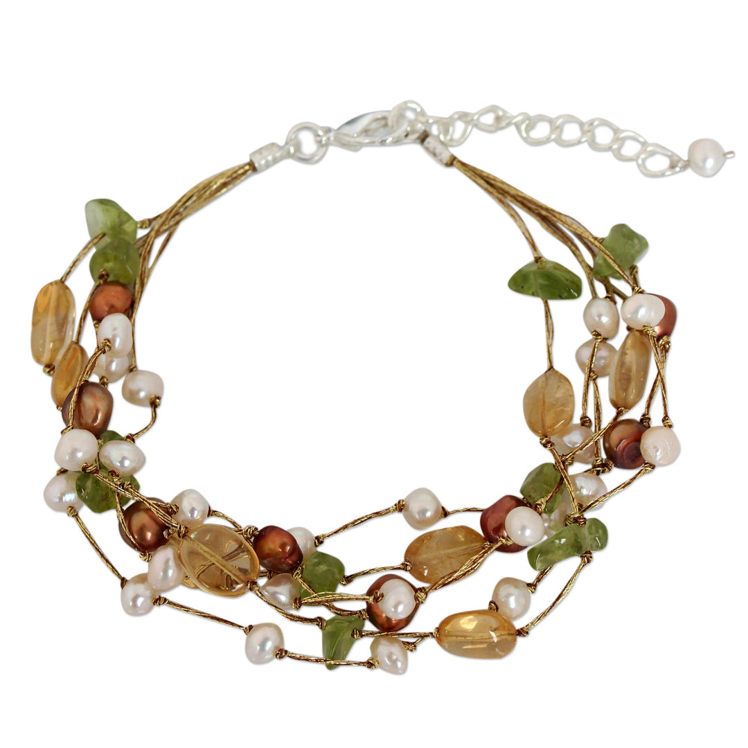 Pearl and Citrine Beaded Bracelet - Spring Awakening