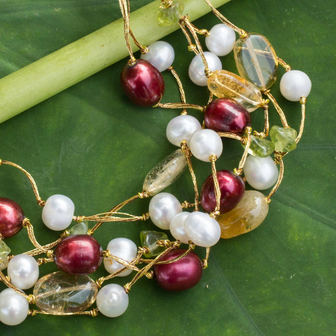 Pearl and Citrine Beaded Bracelet - Spring Awakening