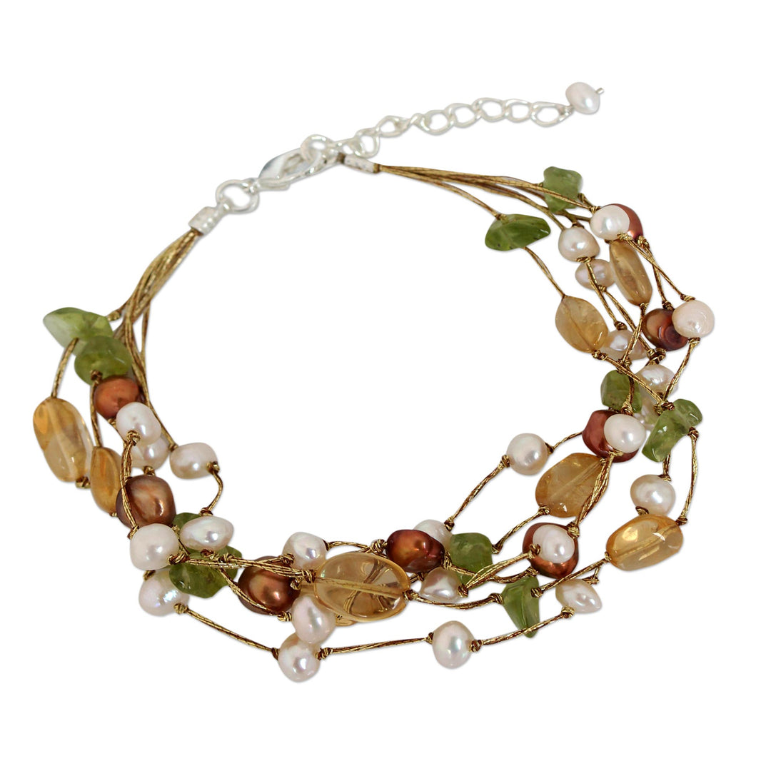 Pearl and Citrine Beaded Bracelet - Spring Awakening