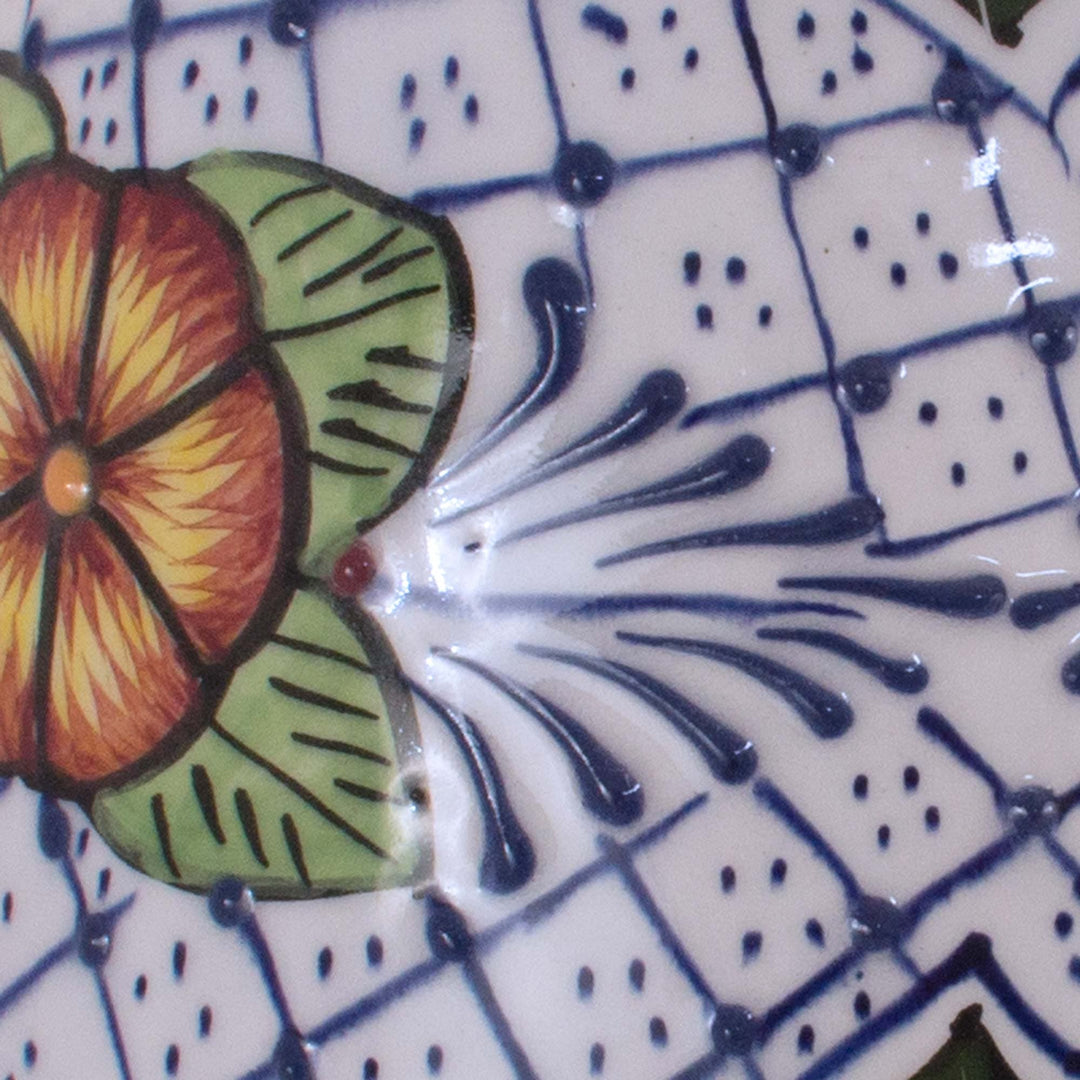 Floral Ceramic Vase Handmade Mexican Folk Art - Guanajuato Flora