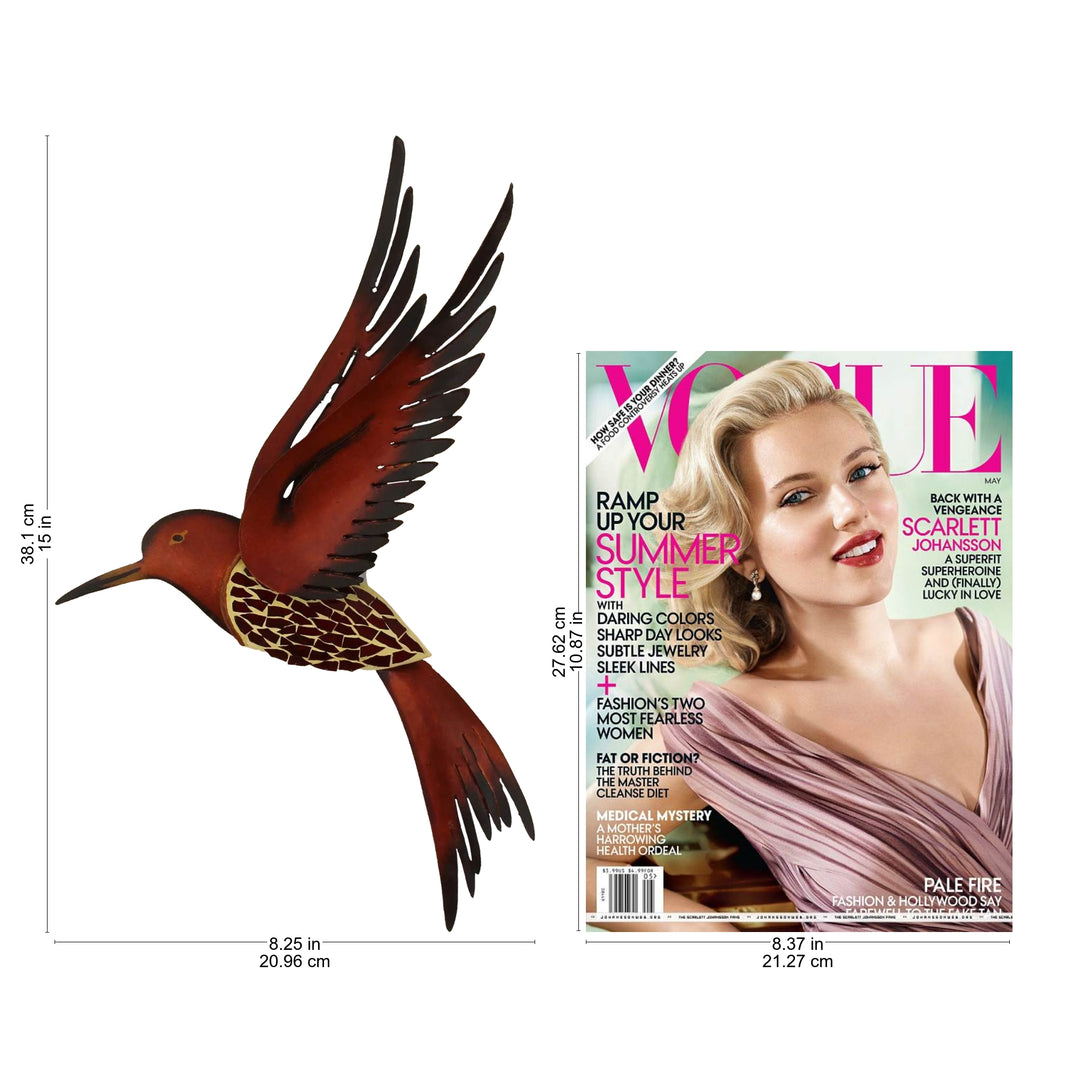 Unique Steel Bird Wall Art - Ruby Breasted Hummingbird