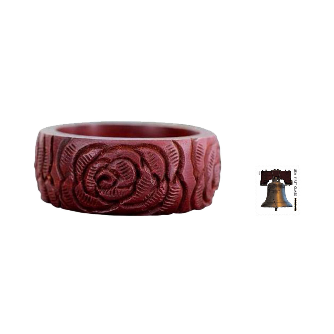 Wood bangle bracelet - Brown Rose Blossom