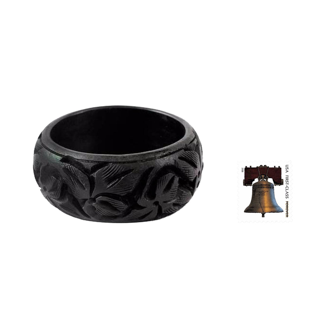 Unique Wood Bangle Bracelet - Fragrant Flowers