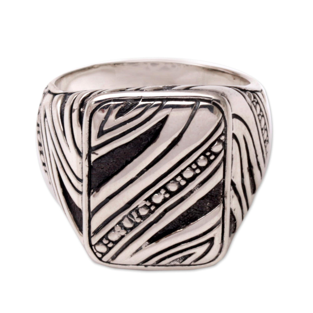 Men's Handcrafted Sterling Silver Ring from Indonesia - Energy Path