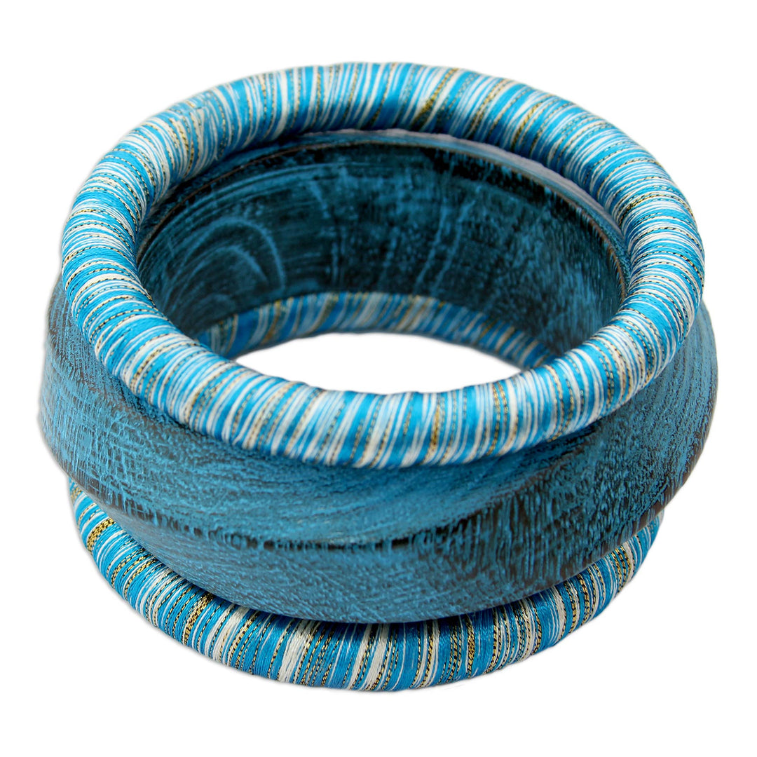 Mango Wood Bangle Bracelets from India (Set of 3) - Sky over Sikkim