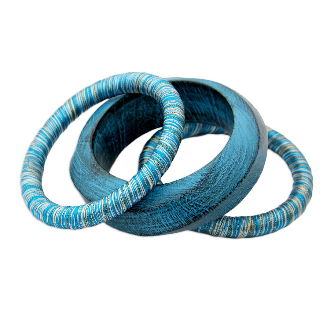 Mango Wood Bangle Bracelets from India (Set of 3) - Sky over Sikkim