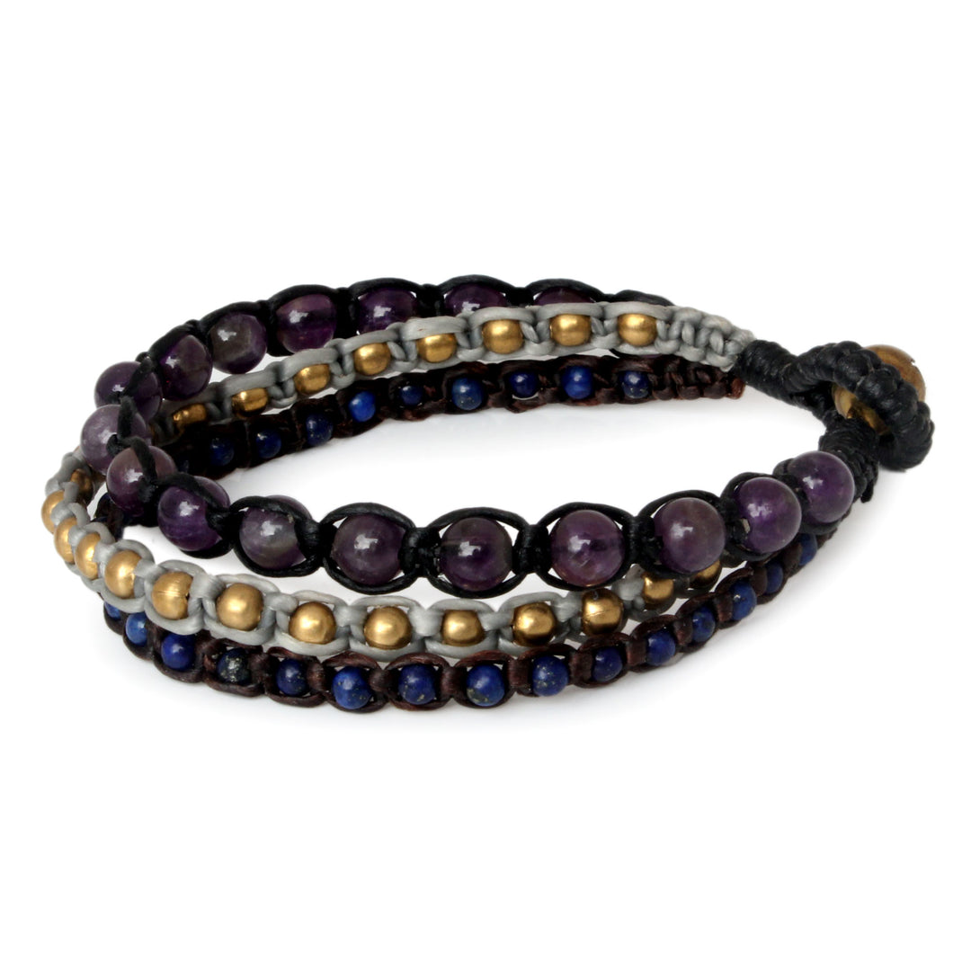 Amethyst and lapis lazuli beaded bracelet - Urban Colors