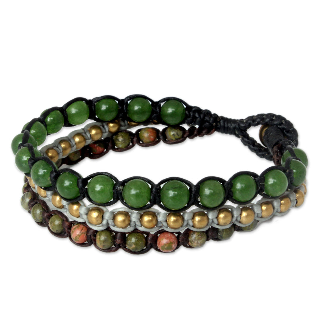 Fair Trade Unakite Beaded Bracelet - Urban Colors