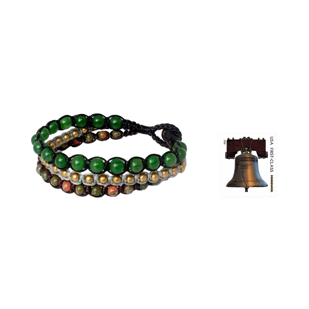 Fair Trade Unakite Beaded Bracelet - Urban Colors