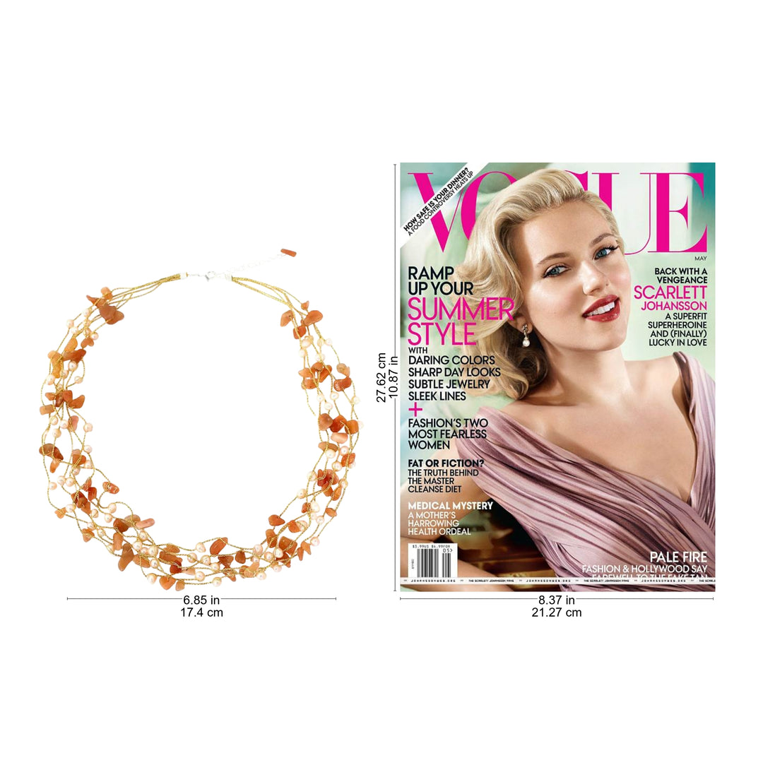 Hand Crafted Beaded Aventurine and Pearl Necklace - Afternoon Glow