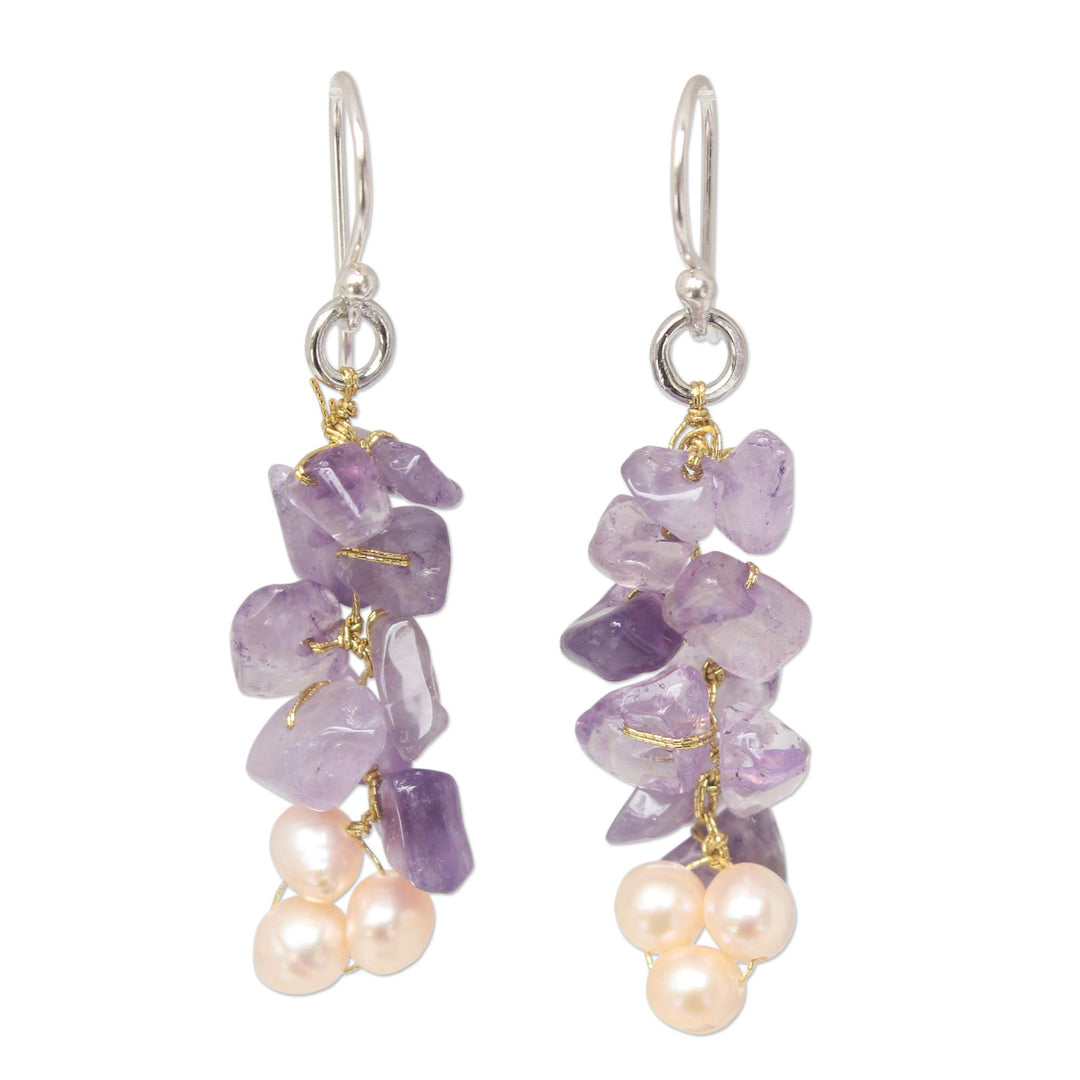 Unique Beaded Amethyst Earrings - Afternoon Lilac