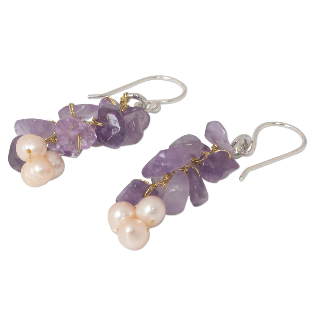 Unique Beaded Amethyst Earrings - Afternoon Lilac