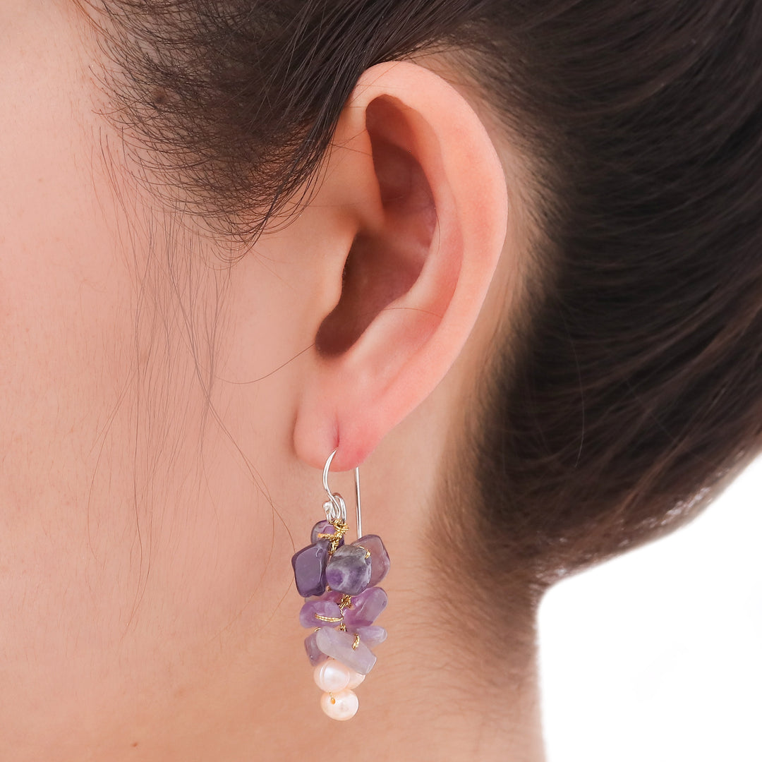 Unique Beaded Amethyst Earrings - Afternoon Lilac