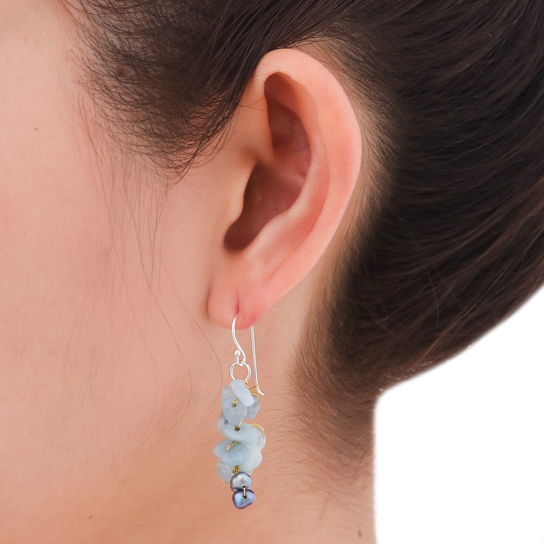 Unique Aquamarine Dangle Earrings - Afternoon Sigh