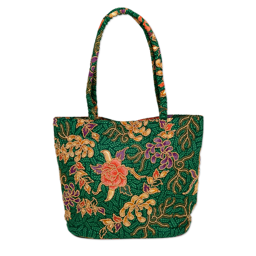 Indonesian Batik and Bead Cotton Tote Bag - Princess Art