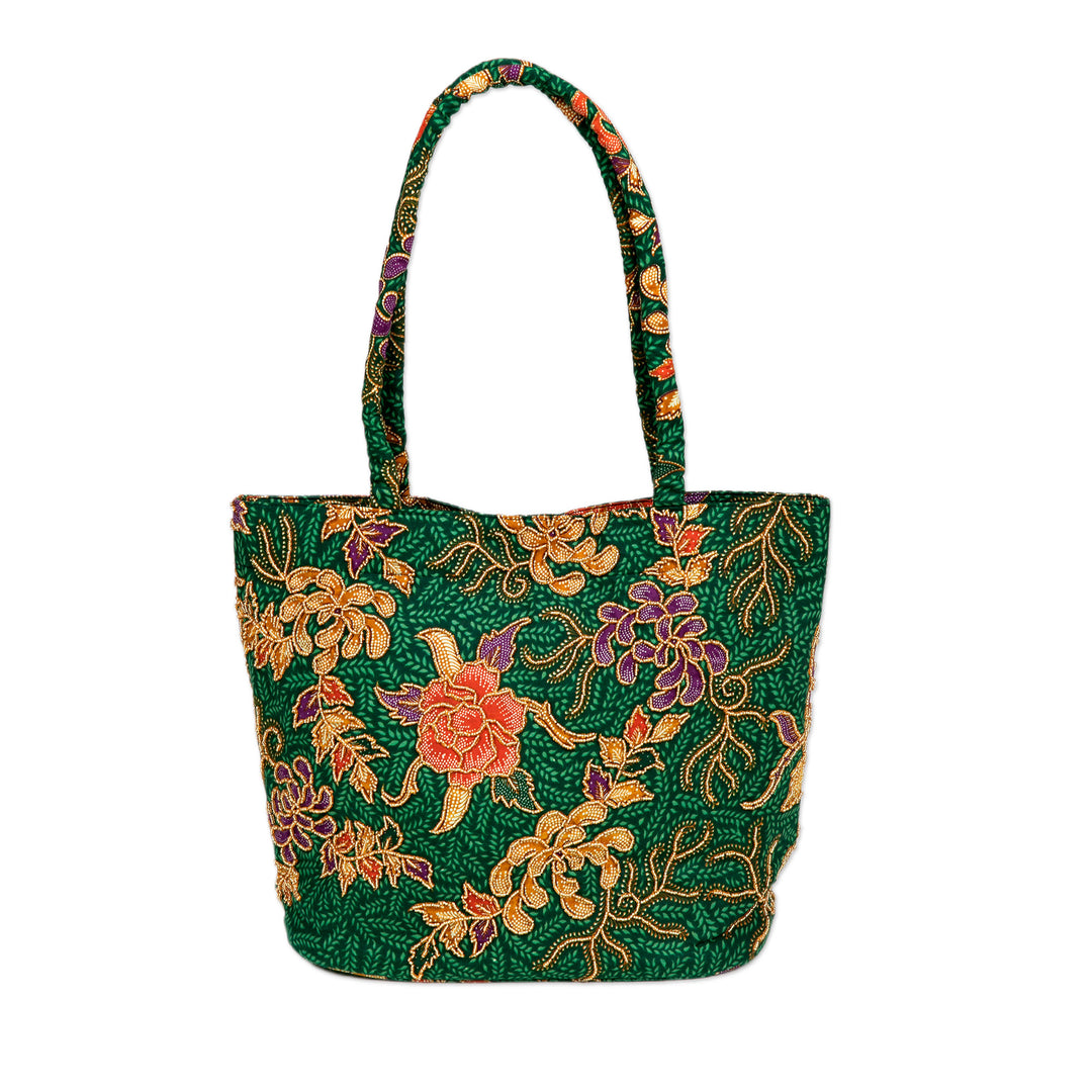 Indonesian Batik and Bead Cotton Tote Bag - Princess Art