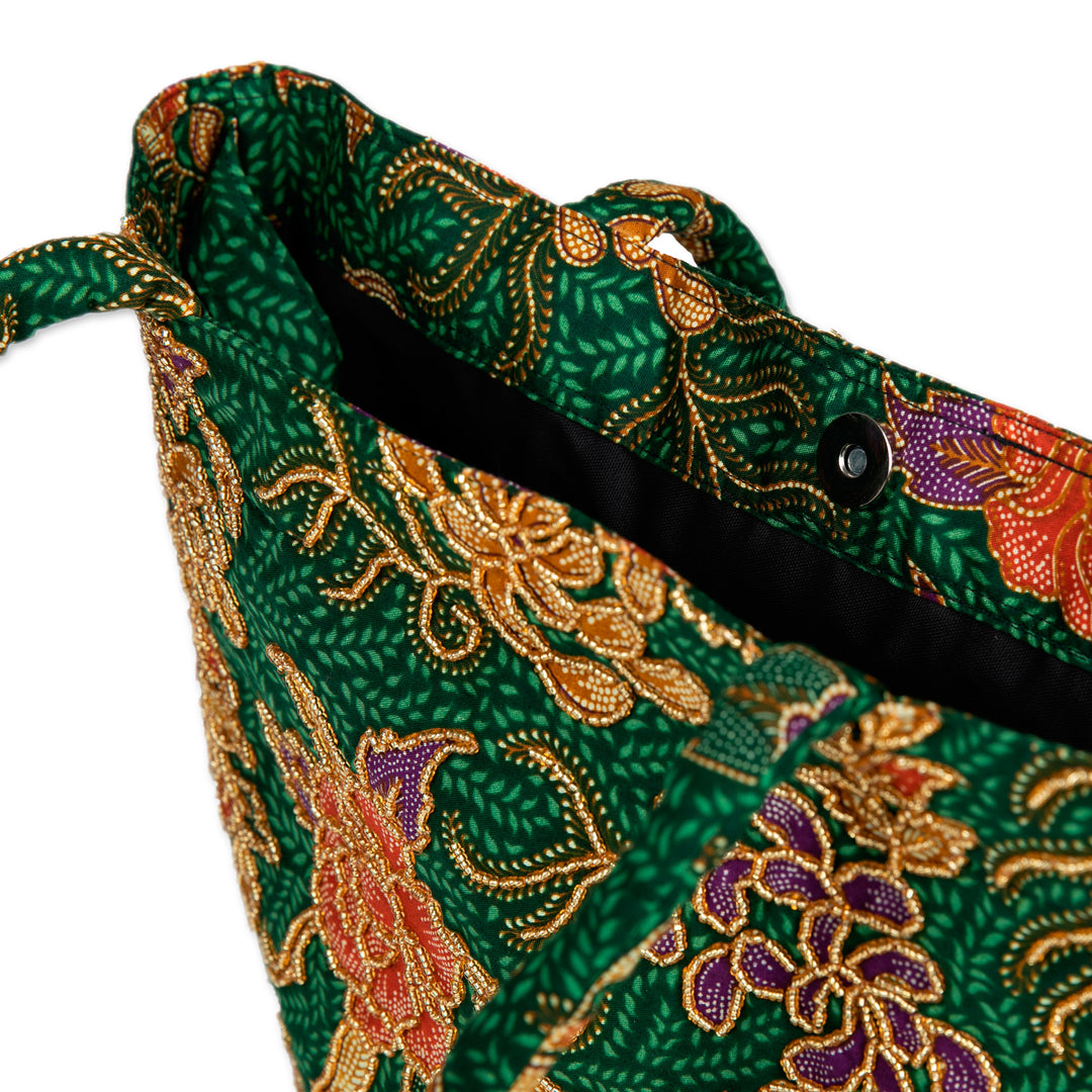 Indonesian Batik and Bead Cotton Tote Bag - Princess Art