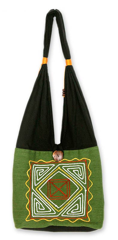 Thai Embroidered Cotton Shoulder Bag  - Jade Secrets
