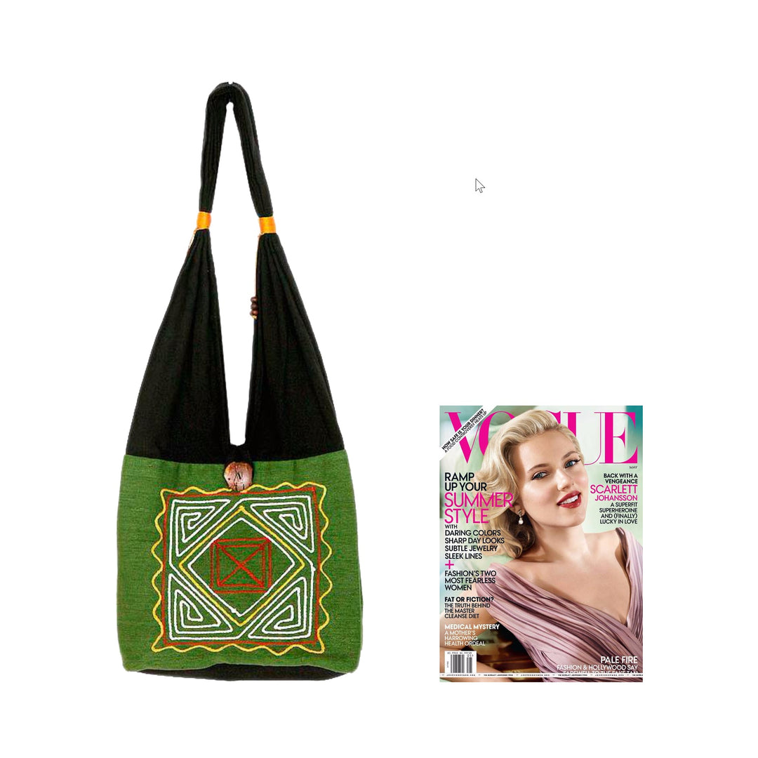 Thai Embroidered Cotton Shoulder Bag  - Jade Secrets