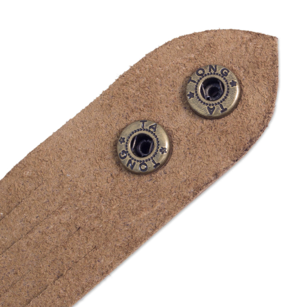 Men's Brown Leather Wristband Bracelet Handmade in Mexico - Equestrian