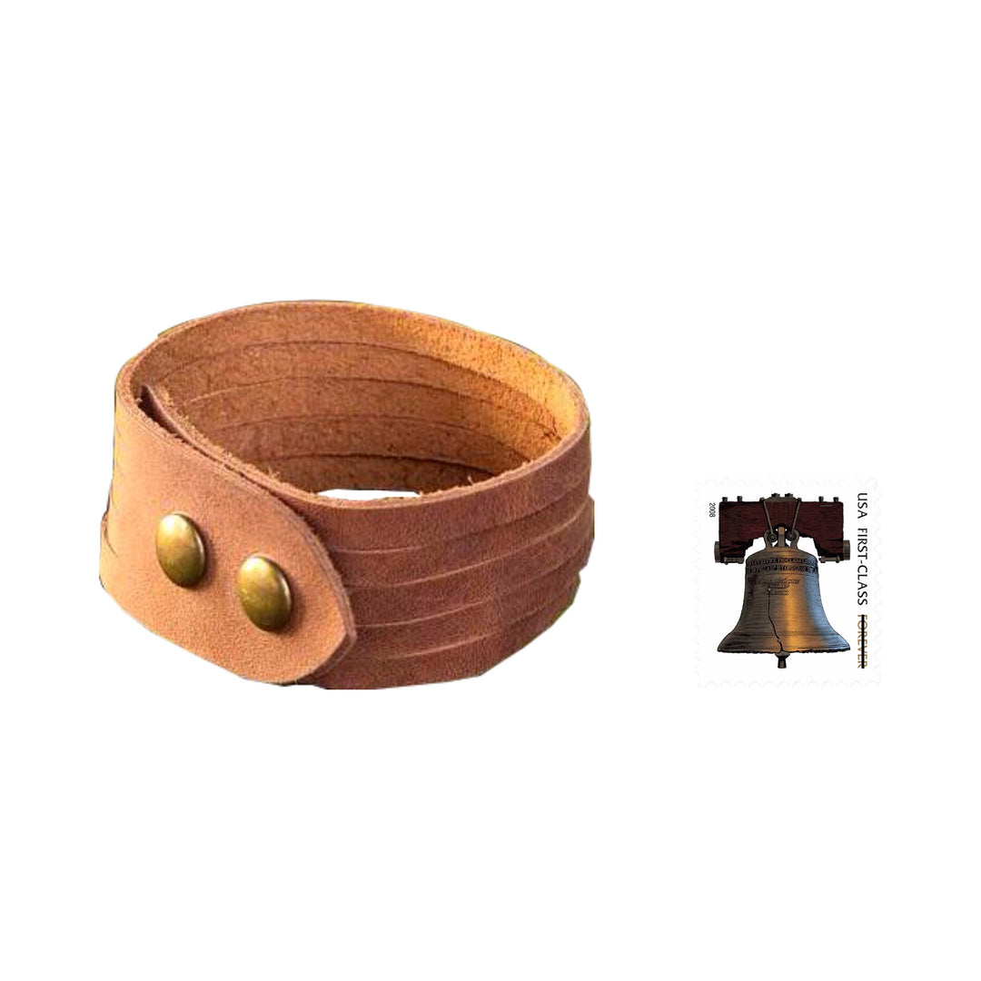 Men's Brown Leather Wristband Bracelet Handmade in Mexico - Equestrian