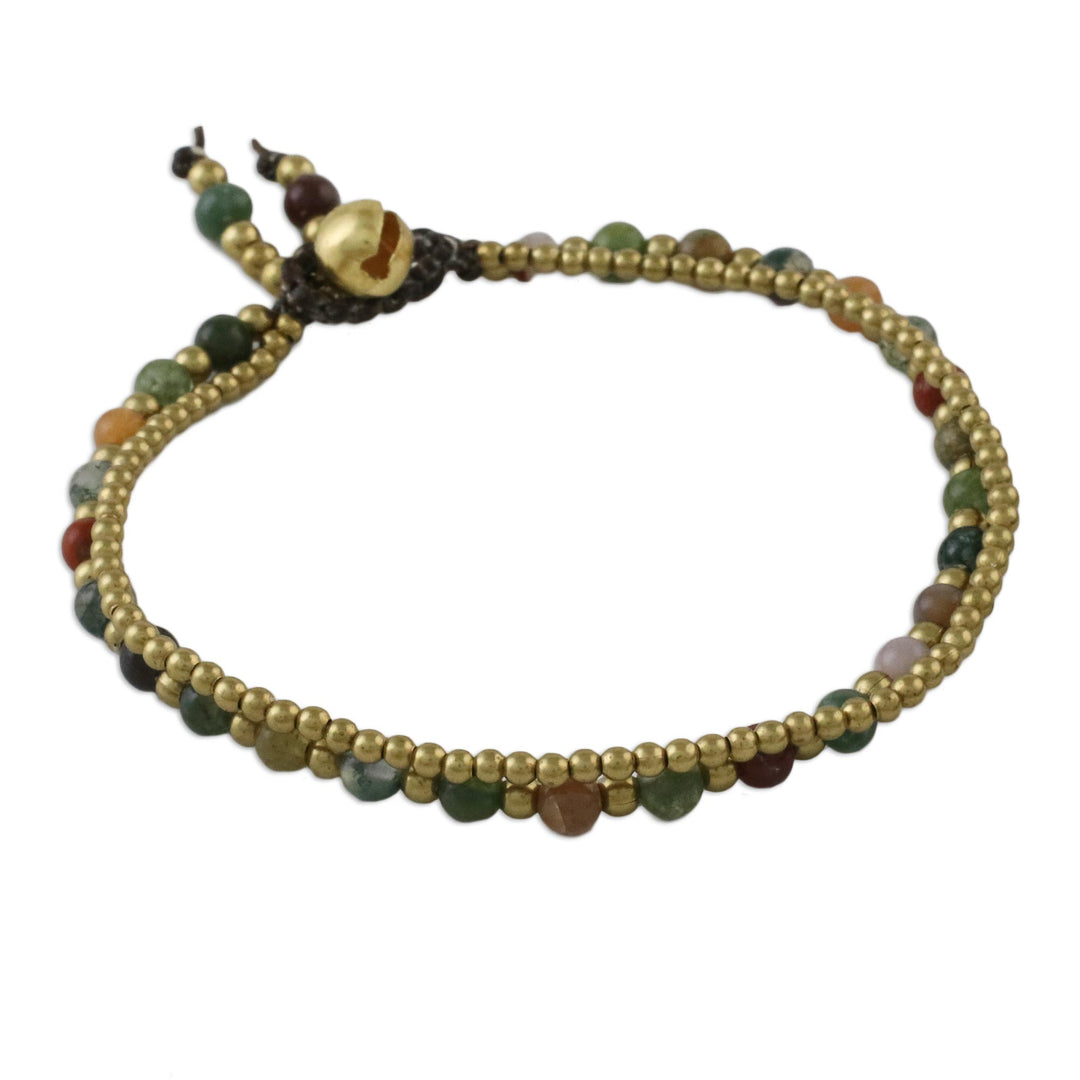 Unique Thai Brass Beaded Jasper Bracelet - Harvest Harmony