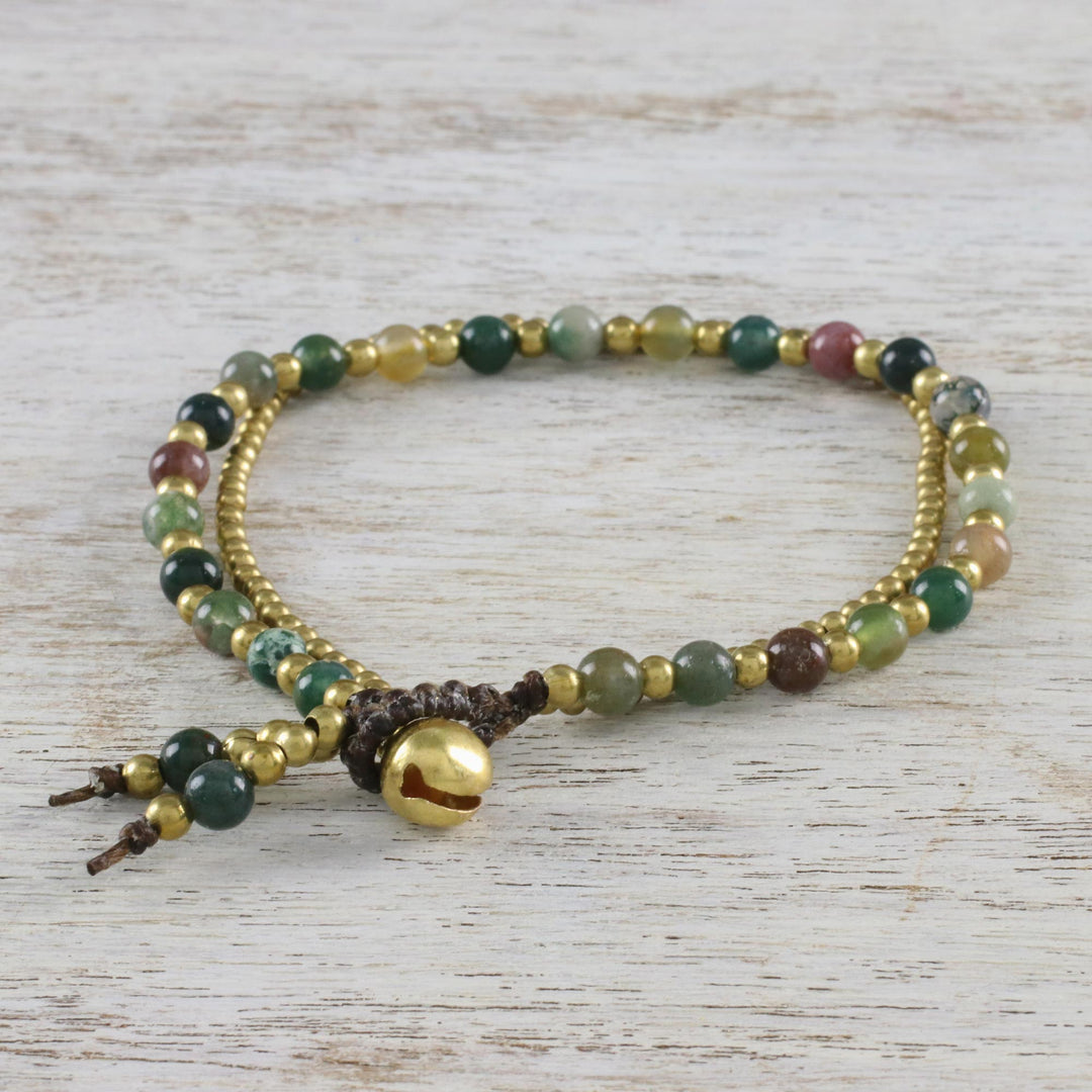 Unique Thai Brass Beaded Jasper Bracelet - Harvest Harmony