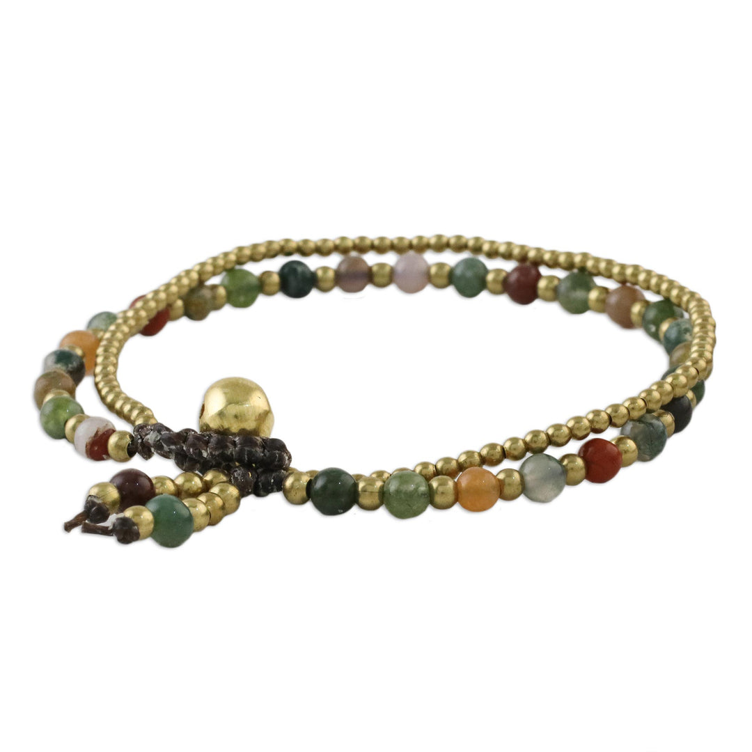 Unique Thai Brass Beaded Jasper Bracelet - Harvest Harmony