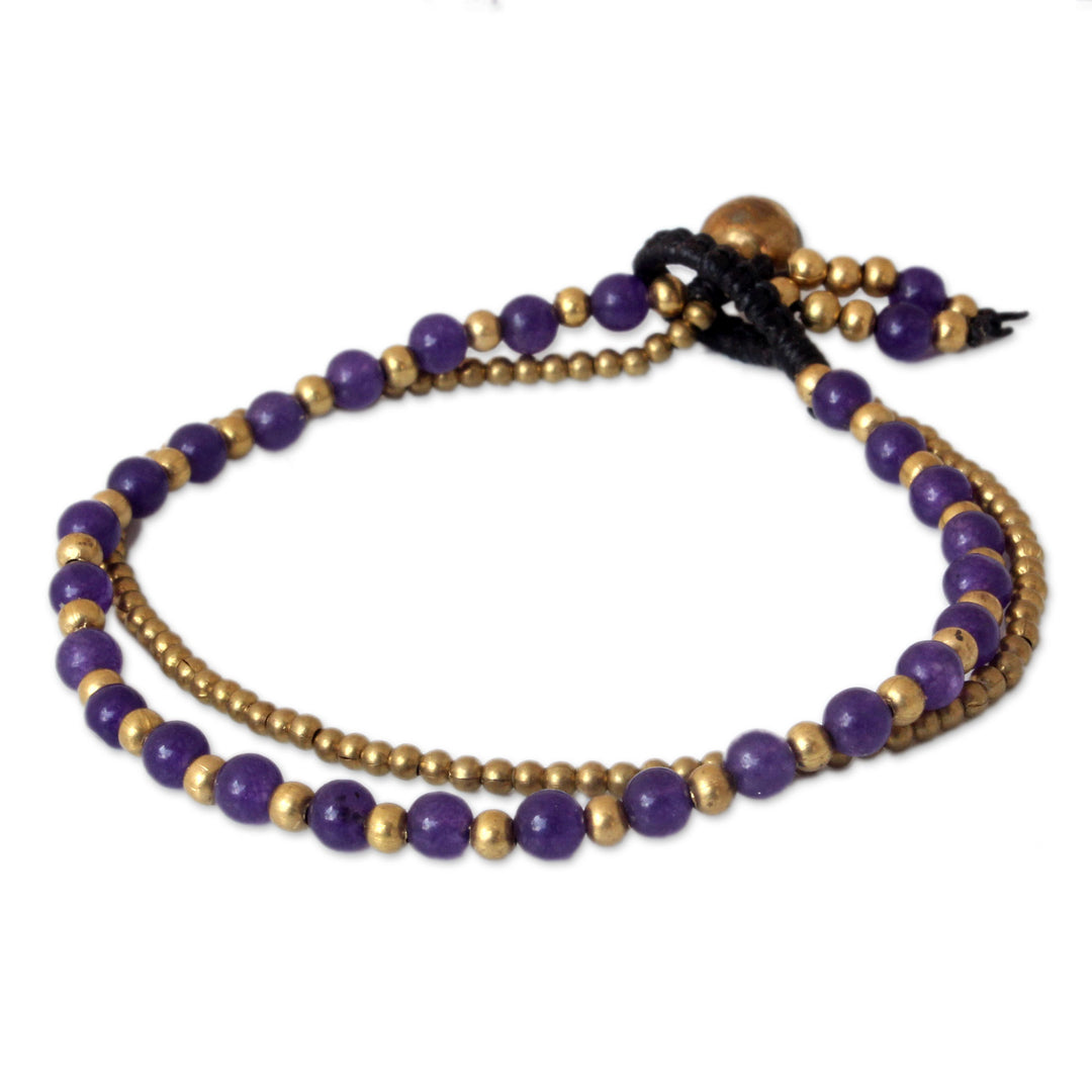 Amethyst and Brass Beaded Bracelet - Dazzling Harmony