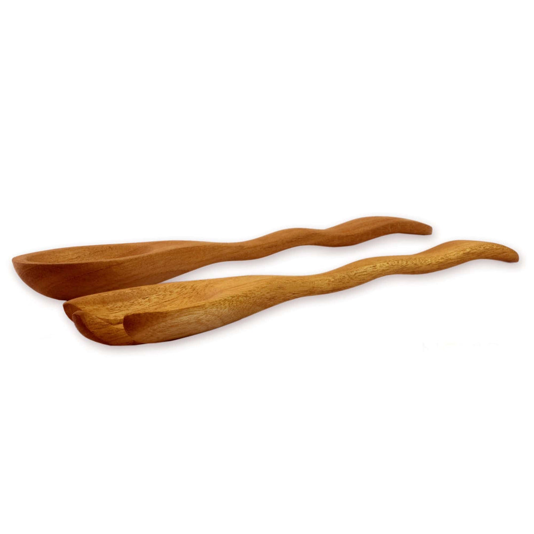 Collectible Wood Salad Serving Set - Forest Whisper