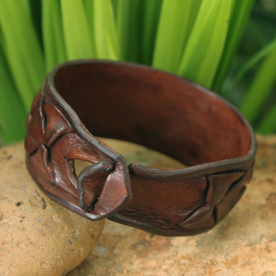 Men's Leather Wristband Bracelet - Sukhothai Brown