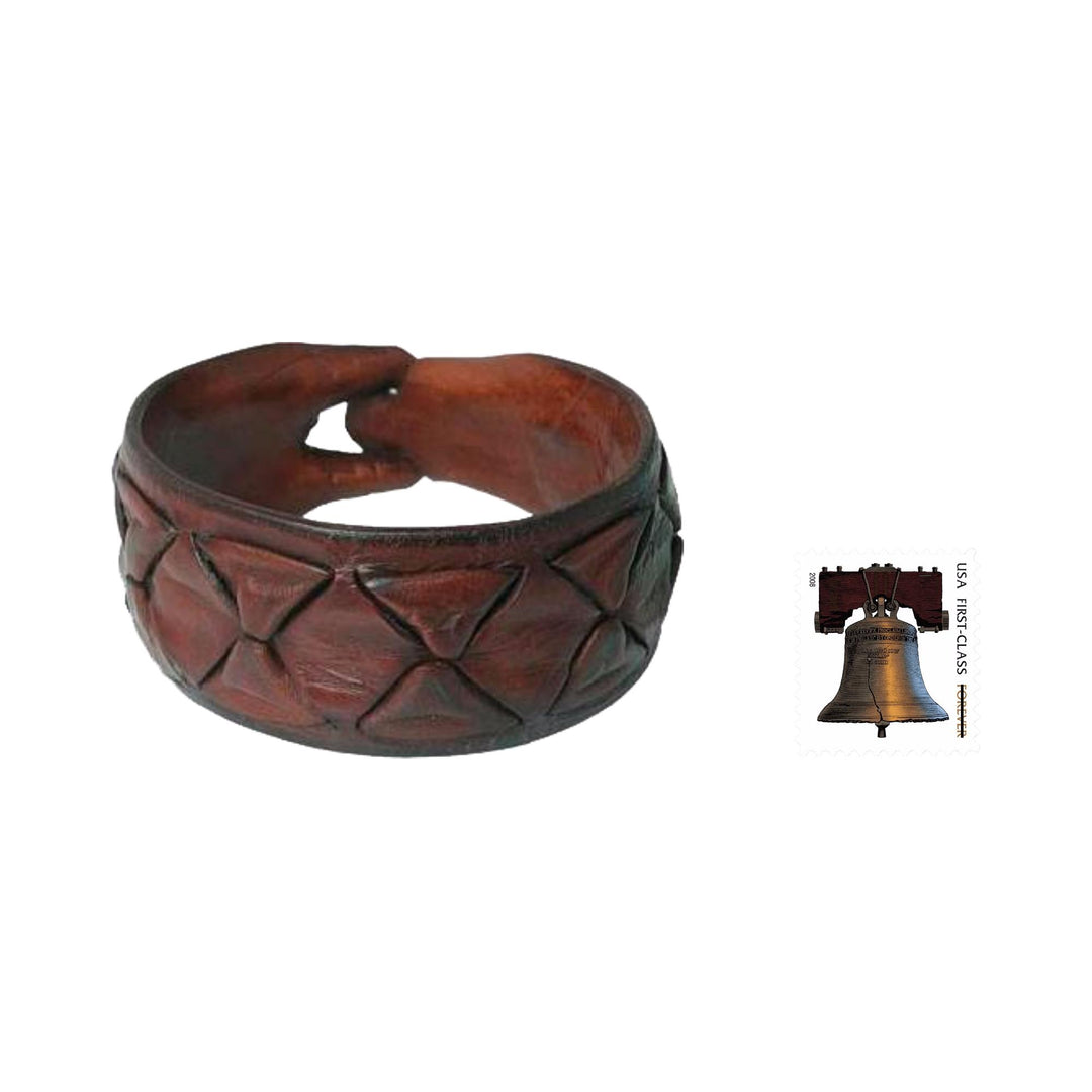 Men's Leather Wristband Bracelet - Sukhothai Brown